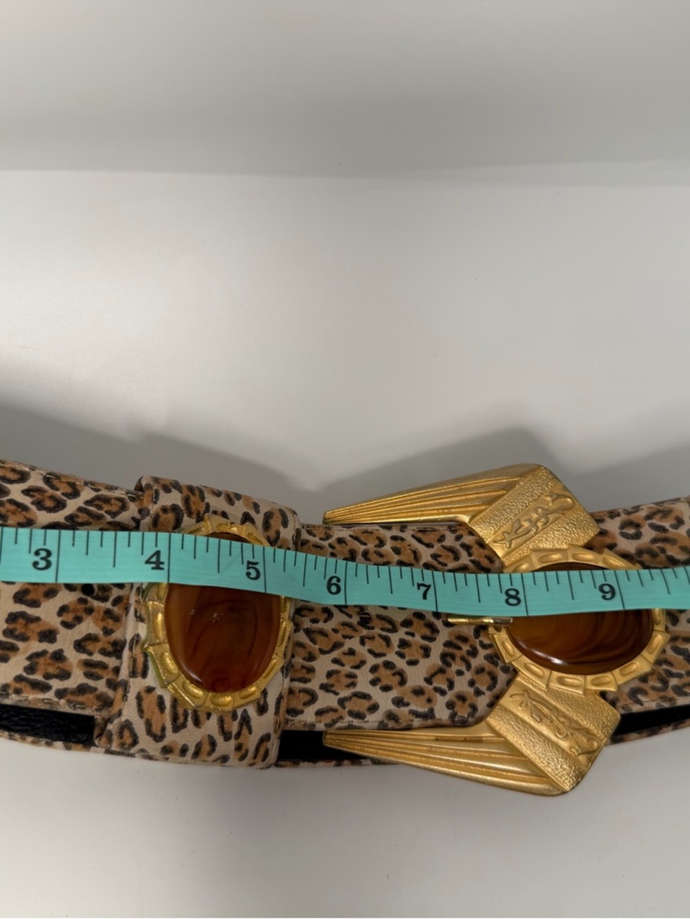 Vintage Gold-Accent Leopard Print Women's Statement Belt - Picture 9 of 16